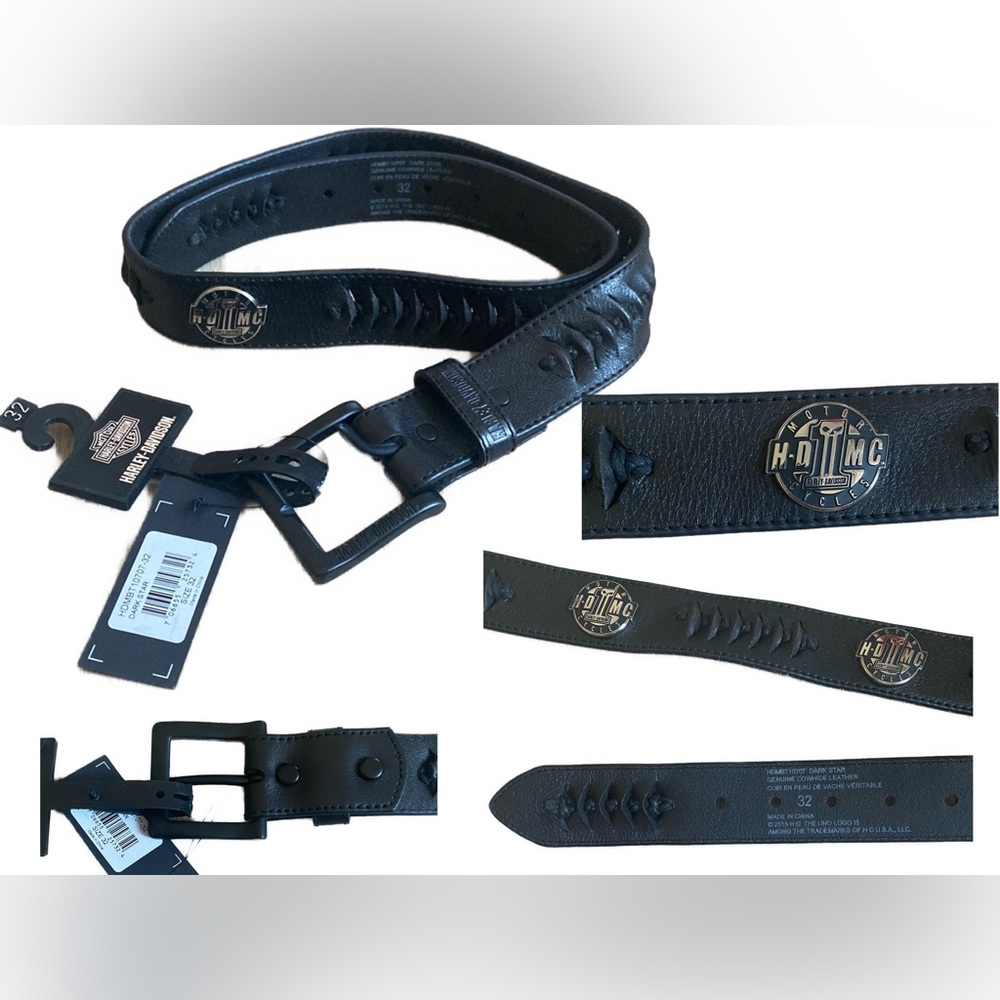 Rare HDMC Dark Star HDMBT10707 leather western concho woven belt BNWT - Picture 6 of 7